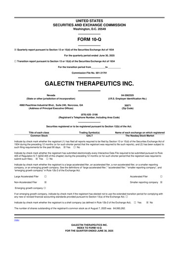 Thumbnail Galectin Therapeutics 10-Q Quarterly Report FY2025 