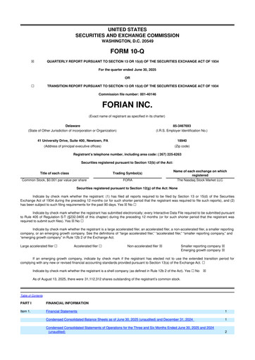 Thumbnail Forian 10-Q Quarterly Report FY2025 