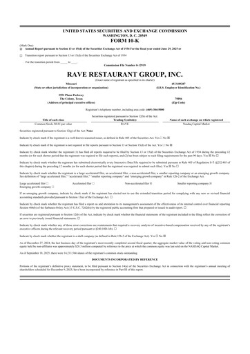 Thumbnail Rave Restaurant Group 10-K Annual Report 2025