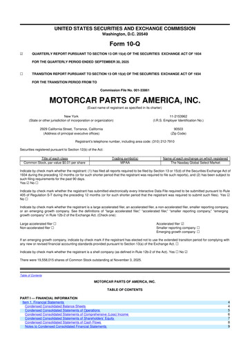 Vorschaubild Motorcar Parts of America 10-Q Quartalsbericht 2026 