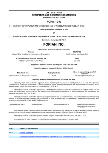Thumbnail Forian 10-Q Quarterly Report FY2025 