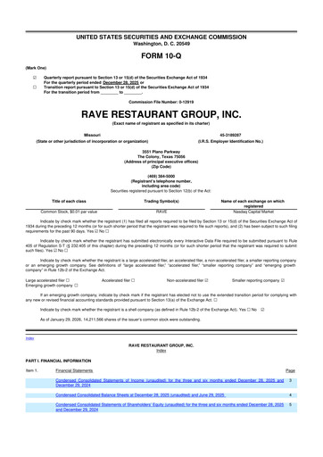 Thumbnail Rave Restaurant Group 10-Q Quarterly Report FY2026 