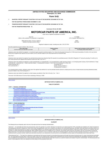 Vorschaubild Motorcar Parts of America 10-Q Quartalsbericht 2026 