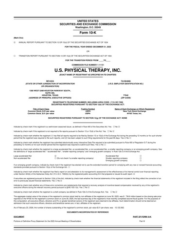 Thumbnail U.S. Physical Therapy, Inc. 10-K Annual Report 2025