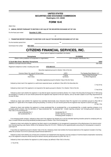 Miniature Citizens Financial Services 10-K Rapport annuel 2025