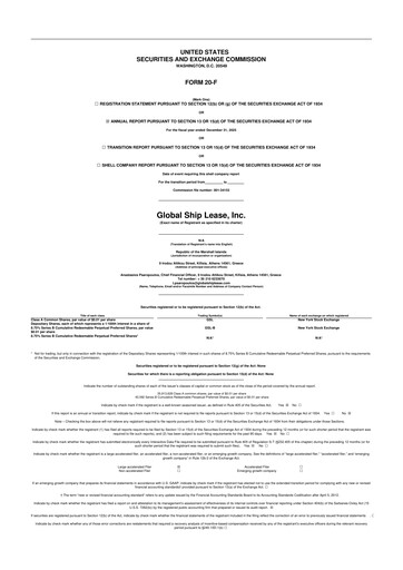Thumbnail Global Ship Lease 20-F Annual Report 