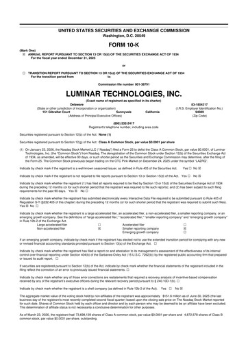 Thumbnail Luminar Technologies 10-K Annual Report 2025
