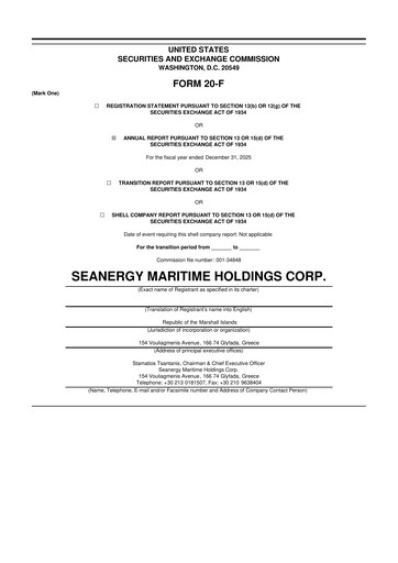 Thumbnail Seanergy Maritime 20-F Annual Report 2025