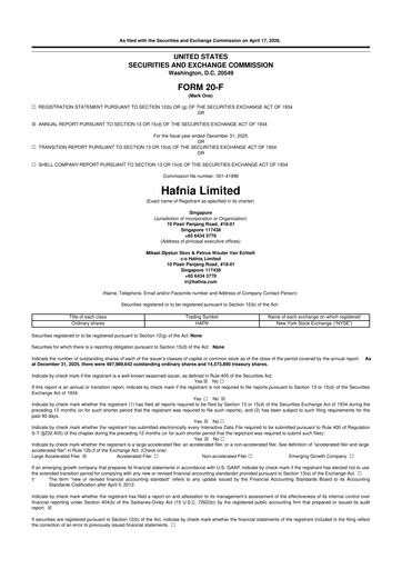 Thumbnail Hafnia Limited 20-F Annual Report 