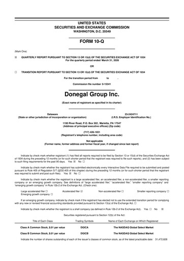 Thumbnail Donegal Group 10-Q Quarterly Report FY 