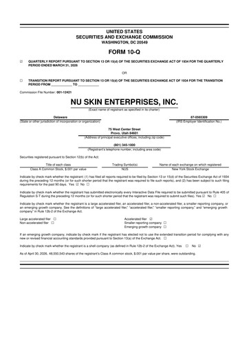 Thumbnail Nu Skin 10-Q Quarterly Report FY 