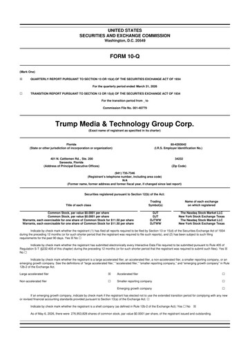 Miniature Trump Media & Technology Group 10-Q Rapport trimestriel  