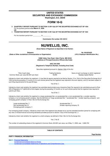 Thumbnail Nuwellis 10-Q Quarterly Report FY 