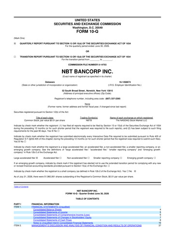 Thumbnail NBT Bancorp 10-Q Quarterly Report FY2026 
