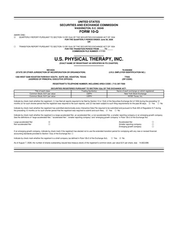 Thumbnail U.S. Physical Therapy, Inc. 10-Q Quarterly Report FY2026 