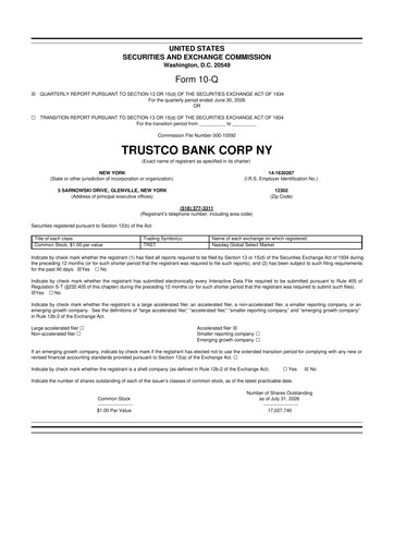 Thumbnail Trustco Bank 10-Q Quarterly Report FY2026 