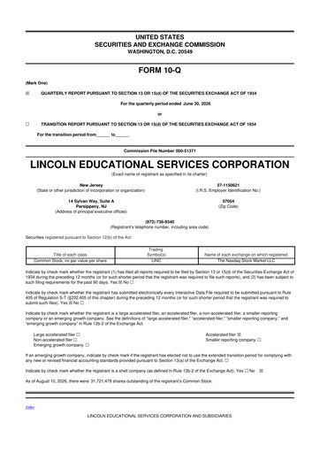 Thumbnail Lincoln Educational Services 10-Q Quarterly Report FY2026 