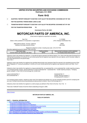 Vorschaubild Motorcar Parts of America 10-Q Quartalsbericht 2027 
