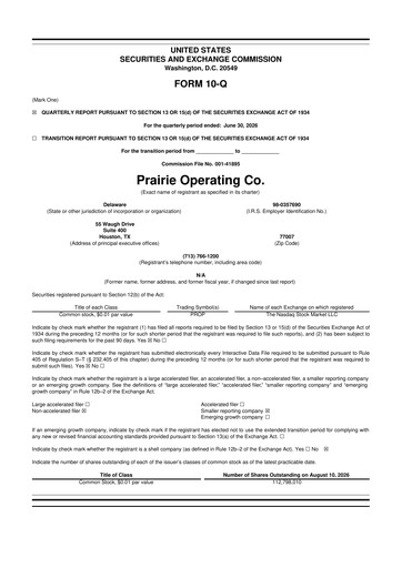 Thumbnail Prairie Operating 10-Q Quarterly Report FY2026 