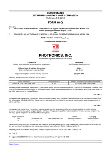 Miniature Photronics 10-Q Rapport trimestriel 2026 