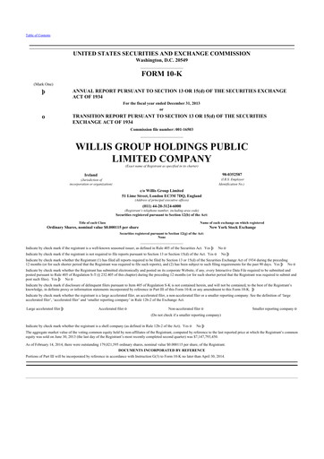 Miniature Willis Towers Watson  10-K Rapport annuel 2013