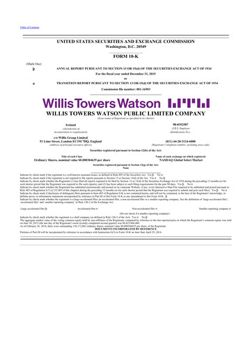 Miniature Willis Towers Watson  10-K Rapport annuel 2015