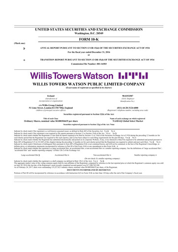 Miniature Willis Towers Watson  10-K Rapport annuel 2016