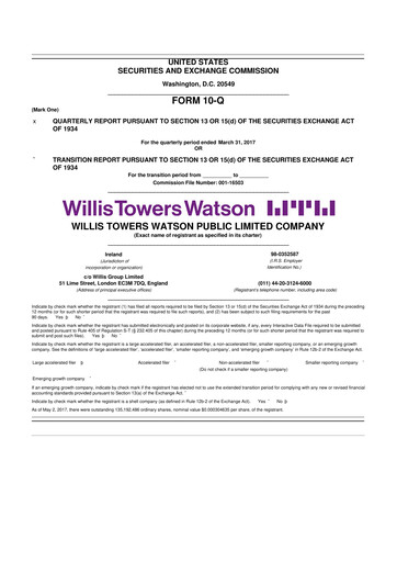 Thumbnail Willis Towers Watson  10-Q Quarterly Report FY2017 