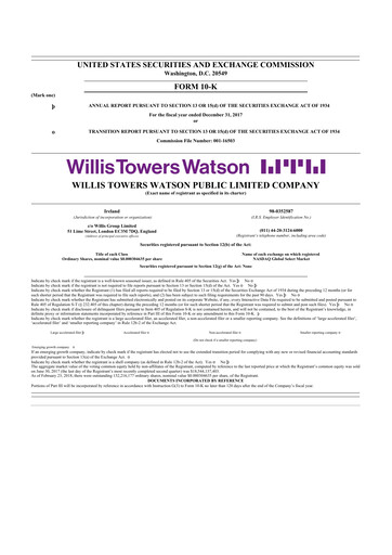 Miniature Willis Towers Watson  10-K Rapport annuel 2017