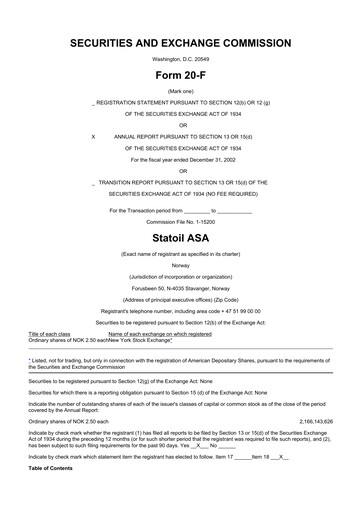 Thumbnail Equinor 20-F Annual Report 