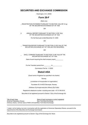 Thumbnail Equinor 20-F Annual Report 