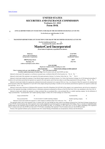 Thumbnail Mastercard 10-K Annual Report 2011