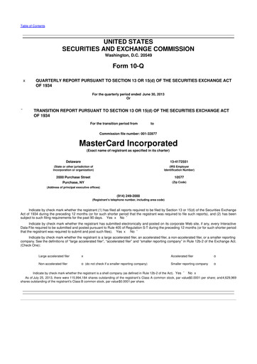 Vorschaubild Mastercard 10-Q Quartalsbericht 2013 