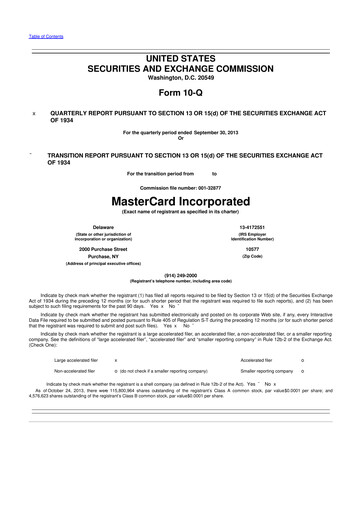 Vorschaubild Mastercard 10-Q Quartalsbericht 2013 