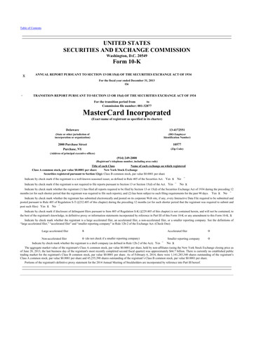 Thumbnail Mastercard 10-K Annual Report 2013