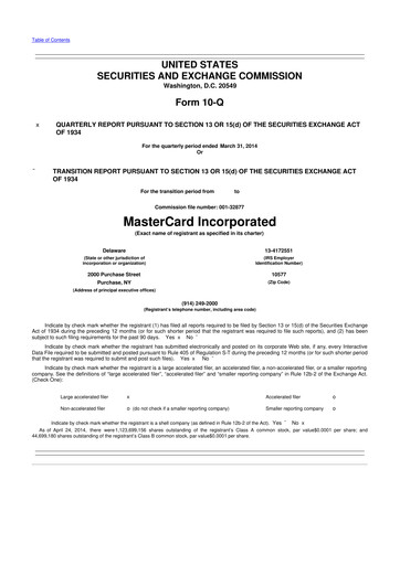 Vorschaubild Mastercard 10-Q Quartalsbericht 2014 