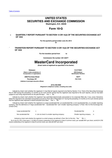 Vorschaubild Mastercard 10-Q Quartalsbericht 2014 