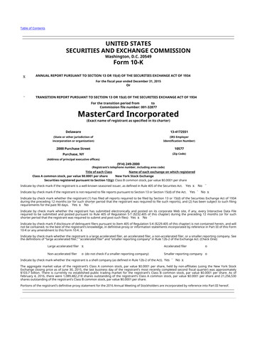 Thumbnail Mastercard 10-K Annual Report 2015