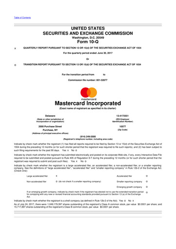 Vorschaubild Mastercard 10-Q Quartalsbericht 2017 