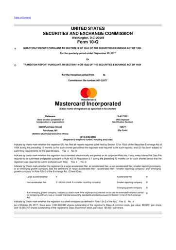 Vorschaubild Mastercard 10-Q Quartalsbericht 2017 