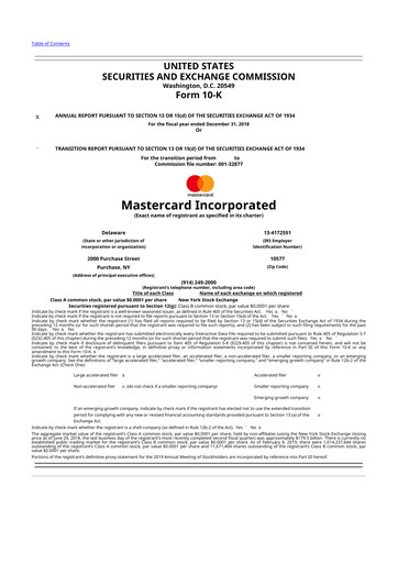 Thumbnail Mastercard 10-K Annual Report 2018