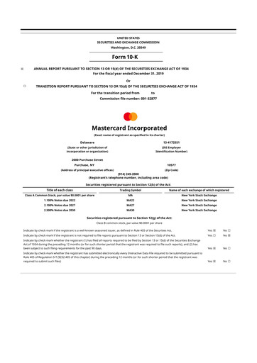 Thumbnail Mastercard 10-K Annual Report 2019