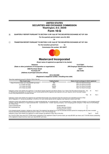 Vorschaubild Mastercard 10-Q Quartalsbericht 2024 
