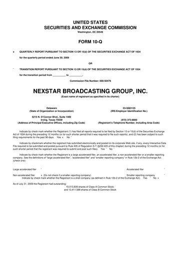 Thumbnail Nexstar Media Group
 10-Q Quarterly Report FY 