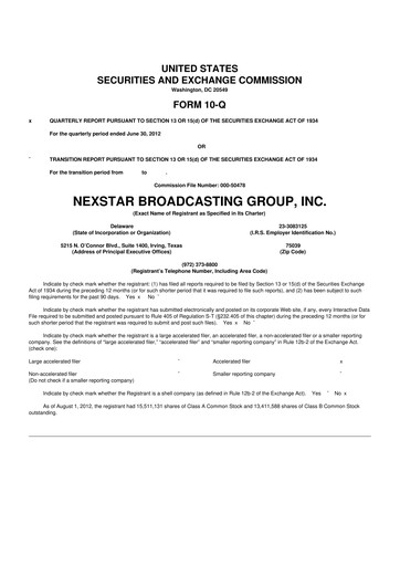 Thumbnail Nexstar Media Group
 10-Q Quarterly Report FY 