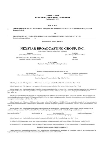 Thumbnail Nexstar Media Group
 10-K Annual Report 2012