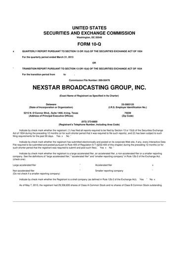 Thumbnail Nexstar Media Group
 10-Q Quarterly Report FY2013 