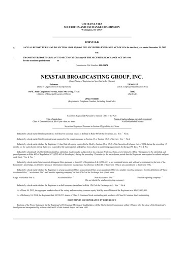 Thumbnail Nexstar Media Group
 10-K Annual Report 2013