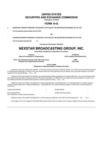 Thumbnail Nexstar Media Group
 10-Q Quarterly Report FY2014 