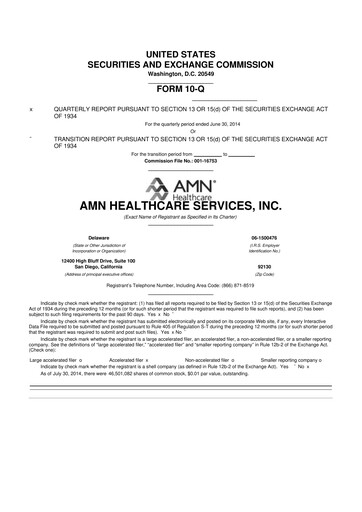 Vorschaubild AMN Healthcare Services 10-Q Quartalsbericht 2014 